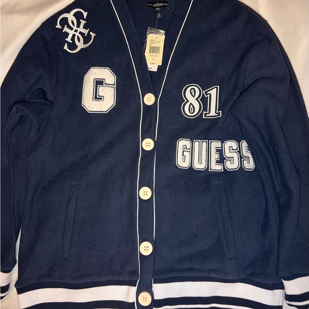 Guess Dark Blue Cardigan with White Details